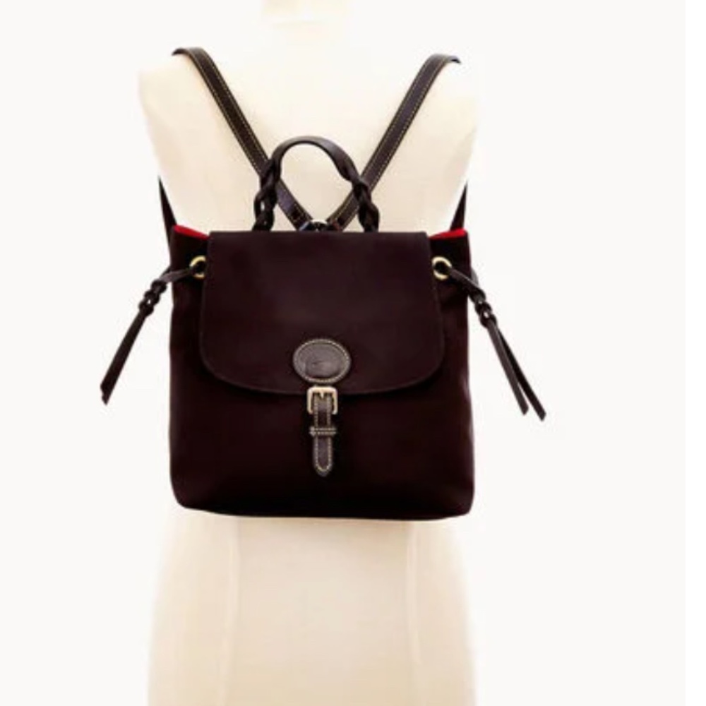 Dooney & Burke Black Nylon Flap Backpack NWT - Picture 2 of 13